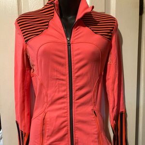 LULULEMON ATHLETICA, ZIP UP & THUMB HOLES, FLUORESCENT with STRIPES